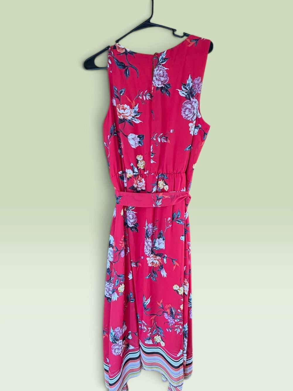 APT 9 Womens Dress XL Red Floral Print Sleeveless Scoop Neck Lined Midi